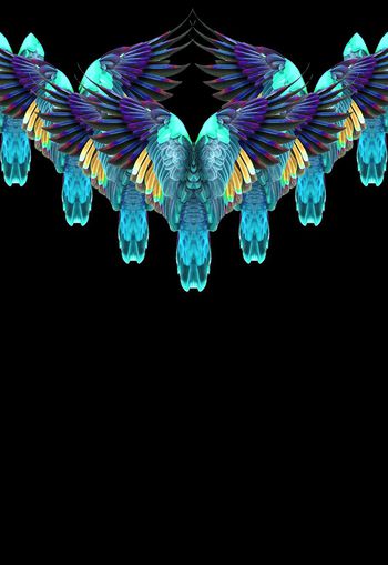 481708-时尚大牌定位鹦鹉羽毛男装T恤卫衣印