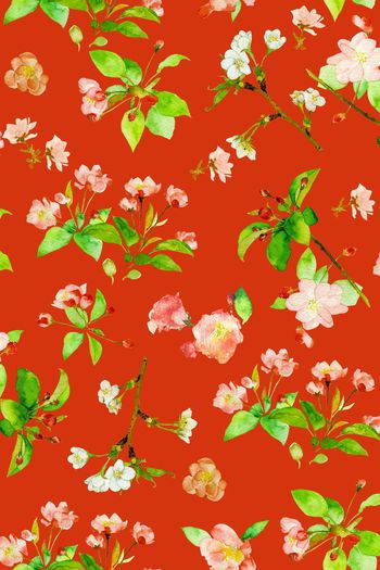 481757-手绘 清新 清爽 水彩花卉 桃花