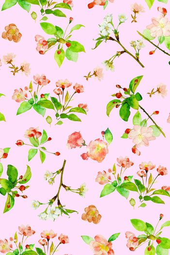 481761-手绘 清新 清爽 水彩花卉 桃花