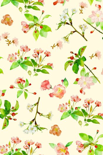 481762-手绘 清新 清爽 水彩花卉 桃花