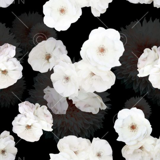 白色花朵印花华亿平台图片