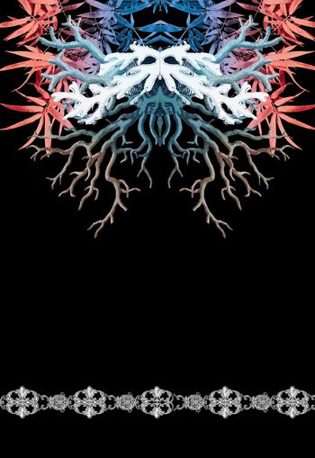 482360-	潮流前卫珊瑚竹叶定位印花