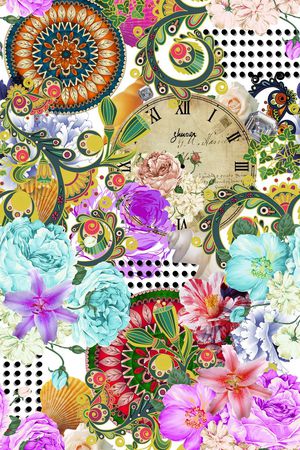 复古花卉 波点印花华亿平台图片