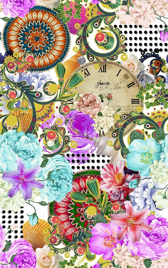 复古花卉 波点印花华亿平台图片