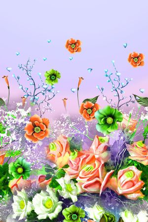 手绘写实印花华亿平台图片