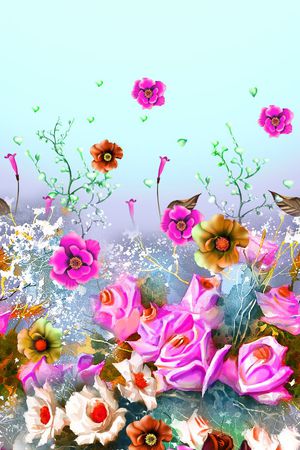 手绘写实印花华亿平台图片