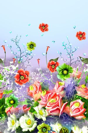 手绘写实印花华亿平台图片