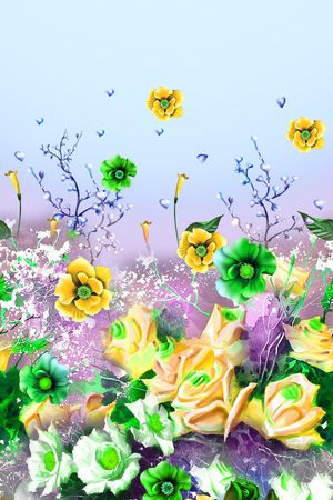 手绘写实印花华亿平台图片