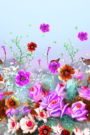 手绘写实印花华亿平台图片