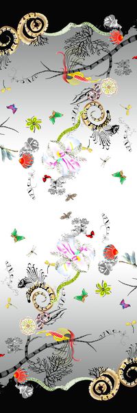 手绘长巾中国风印花华亿平台图片