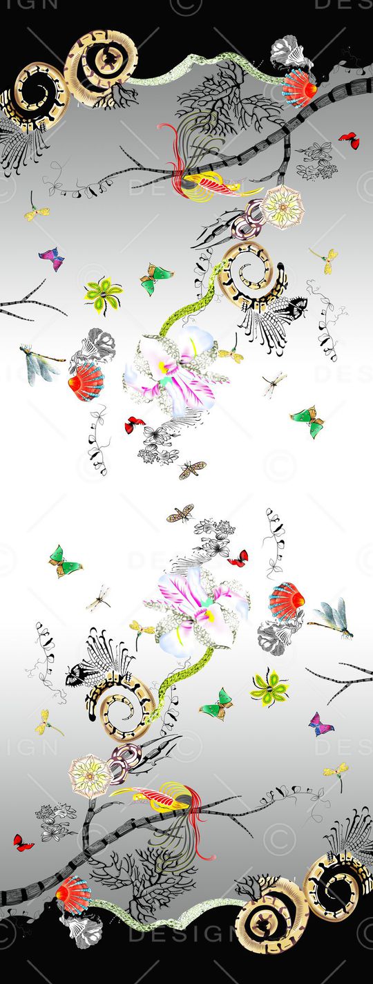 手绘长巾中国风印花华亿平台图片