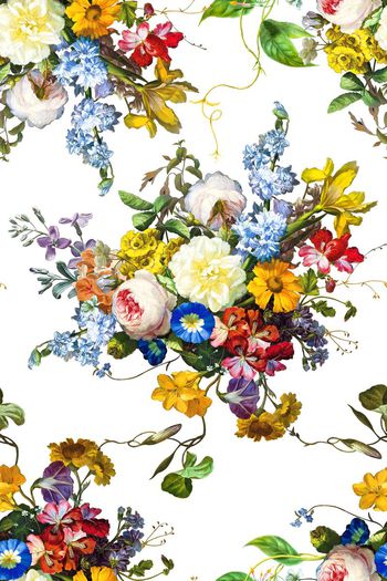 482897-时尚油画花卉小鸟