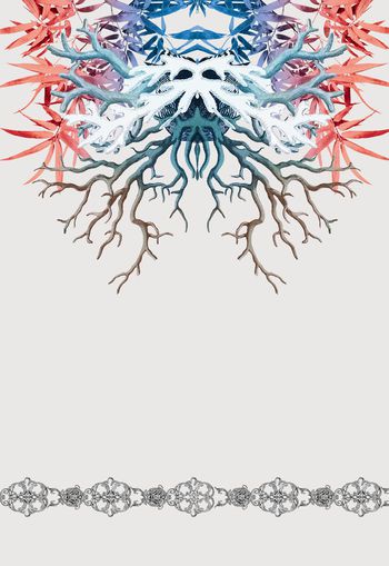 482922-	潮流前卫珊瑚竹叶定位印花