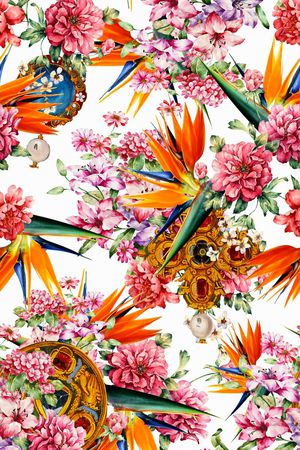 水彩画印花华亿平台图片