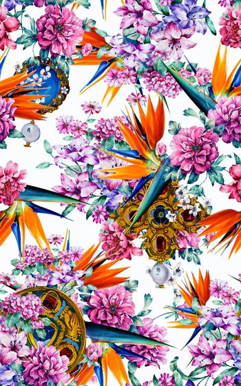 482995-欧式华丽天堂鸟鹤望兰花卉组合