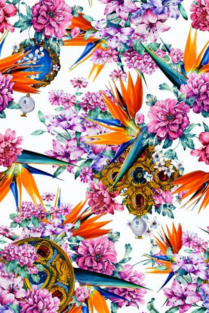 水彩画印花华亿平台图片