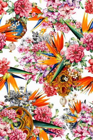 水彩画印花华亿平台图片