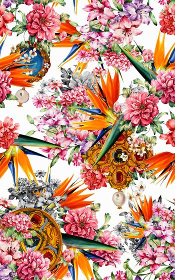 482997-欧式华丽天堂鸟鹤望兰花卉组合