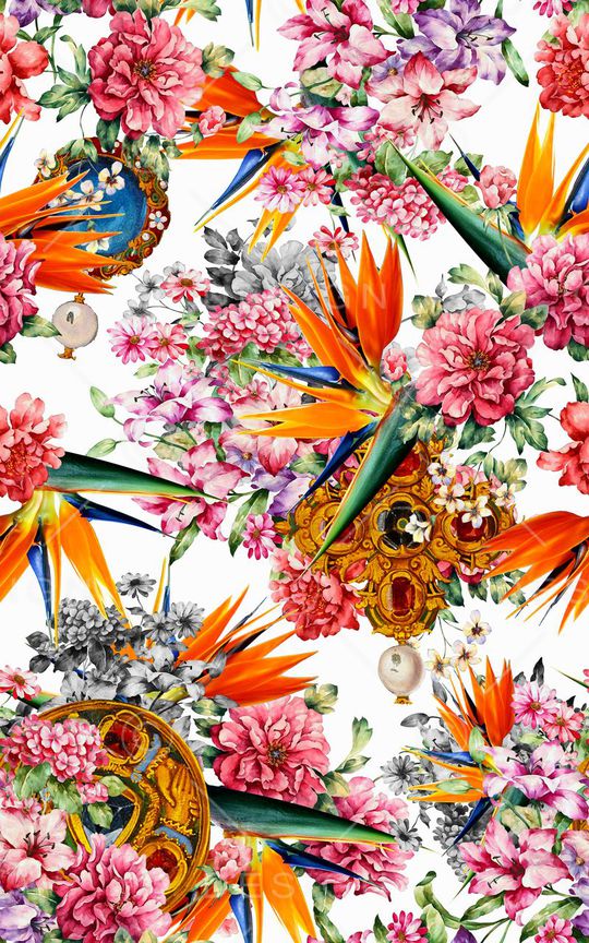 水彩画印花华亿平台图片