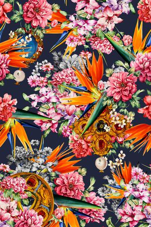 水彩画印花华亿平台图片