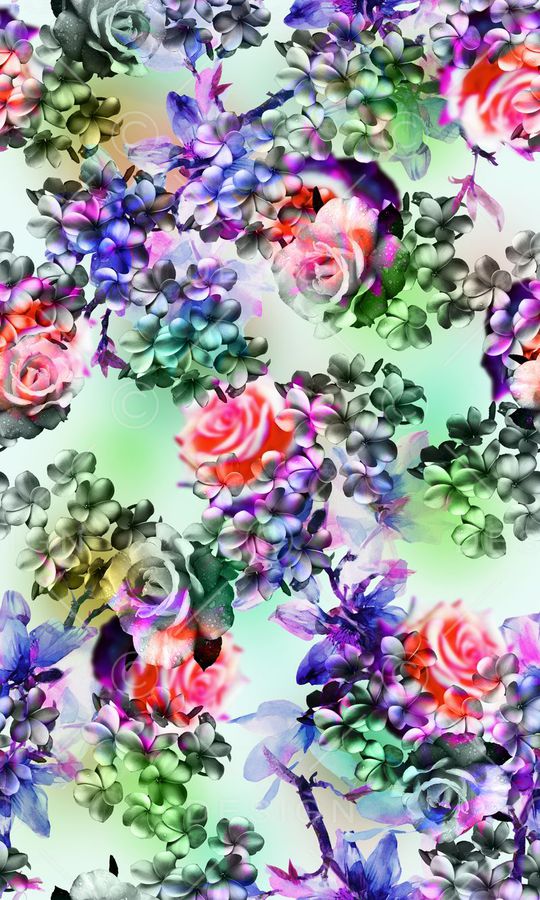 花卉组合印花华亿平台图片