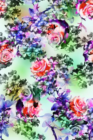 花卉组合印花华亿平台图片