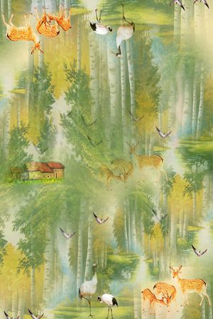 自然风景印花华亿平台图片