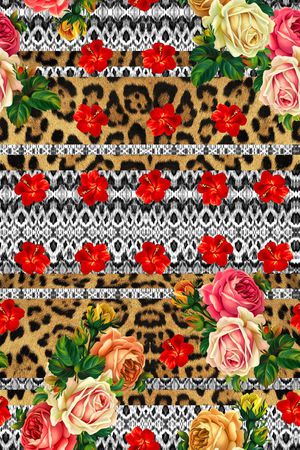 手绘花卉印花华亿平台图片