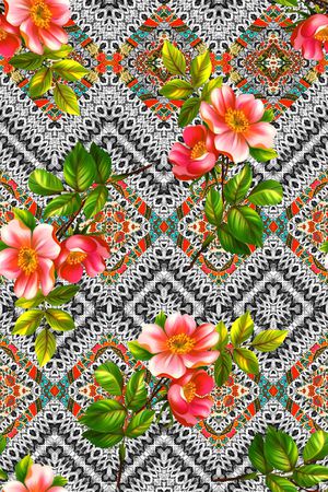 手绘花卉印花华亿平台图片