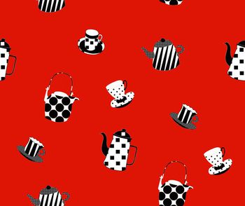 483223-餐具几何黑白波点图案