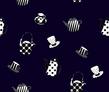 483226-餐具几何黑白波点图案