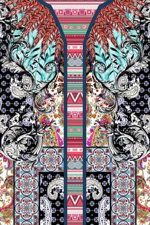 民族几何定位印花华亿平台图片