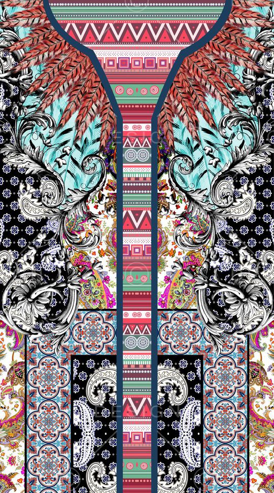 民族几何定位印花华亿平台图片