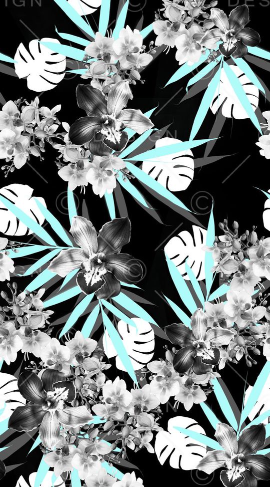 创意黑白花卉印花华亿平台图片