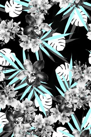 创意黑白花卉印花华亿平台图片