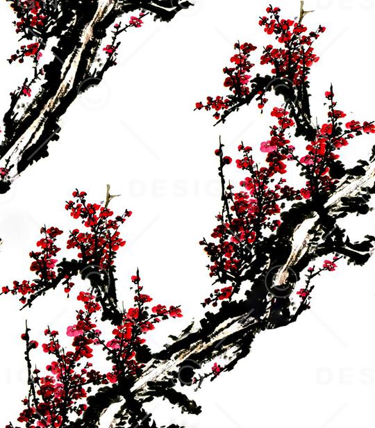 传统水墨印花华亿平台图片