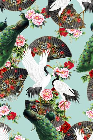 丹顶鹤印花华亿平台图片