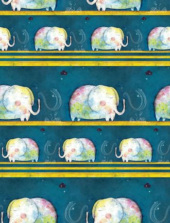 483556-欧美流行时尚手绘横条纹小象印花  