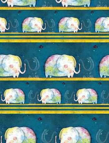 483559-欧美流行时尚手绘横条纹小象印花  