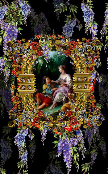 483581-欧式油画紫藤花