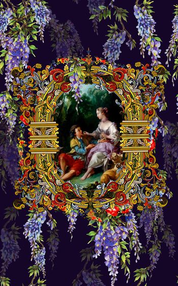 483582-欧式油画紫藤花