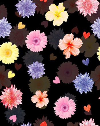 483723-欧美流行时尚手绘小清晰花卉印花