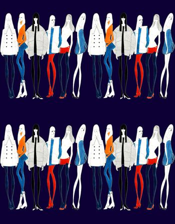 483752-手绘时尚模特条纹