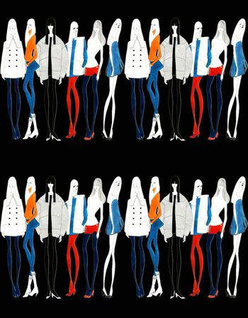 483753-手绘时尚模特条纹