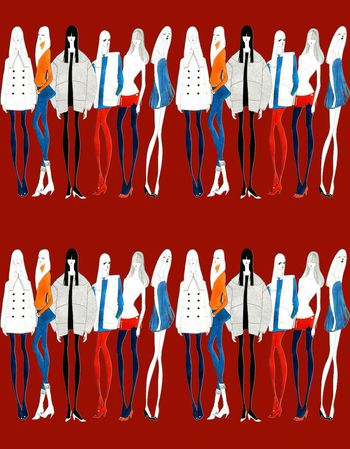 483754-手绘时尚模特条纹