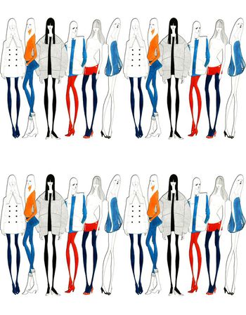 483755-手绘时尚模特条纹