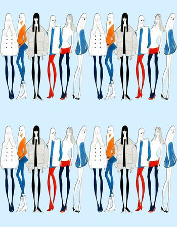 483756-手绘时尚模特条纹