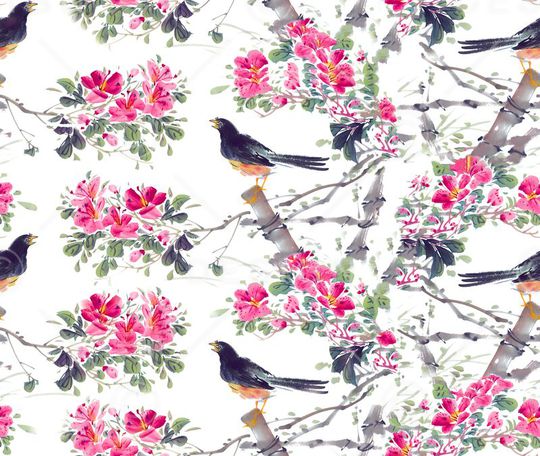 花鸟印花华亿平台图片