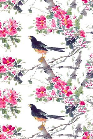 花鸟印花华亿平台图片