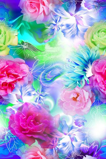 483961-梦幻朦胧写意花卉女装数码华亿平台